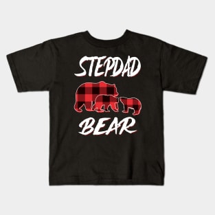 Stepdad Bear Red Plaid Christmas Pajama Matching Family Gift Kids T-Shirt